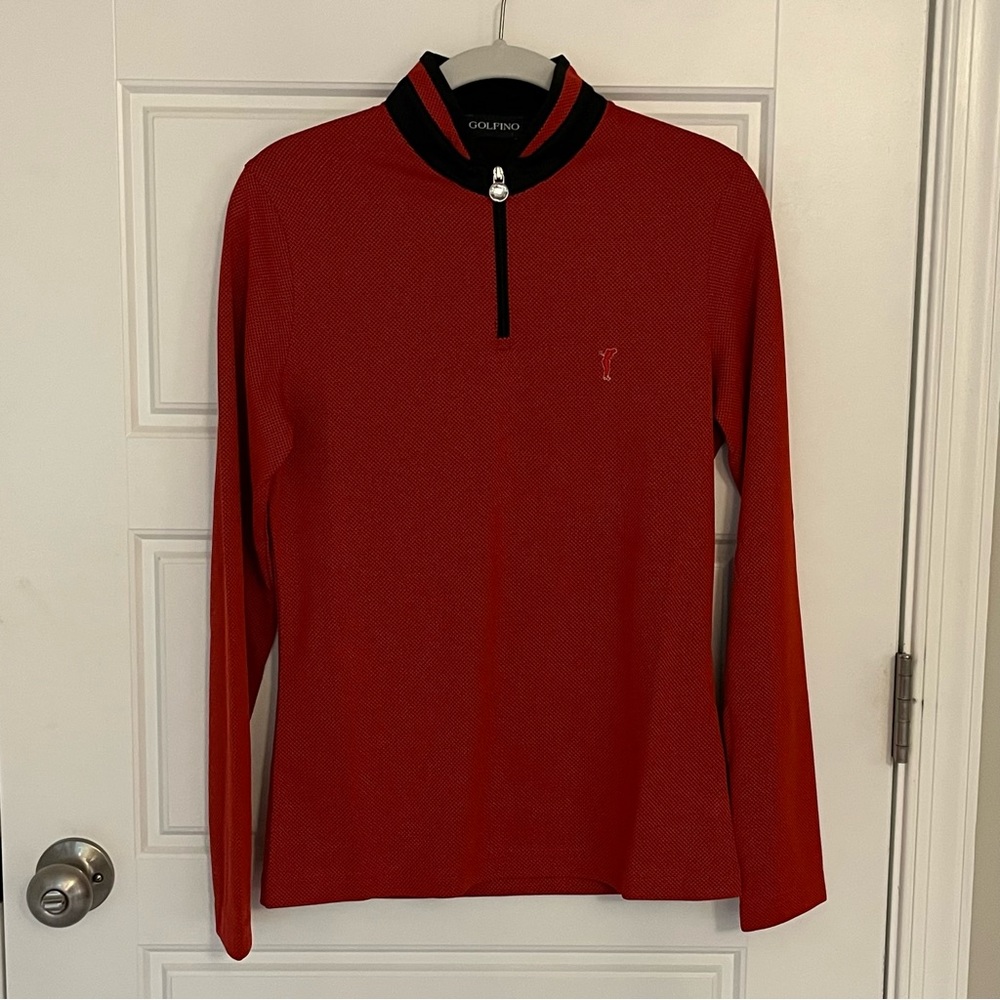 Golfino Red and Black Quarter Zip Long Sleeve Shirt